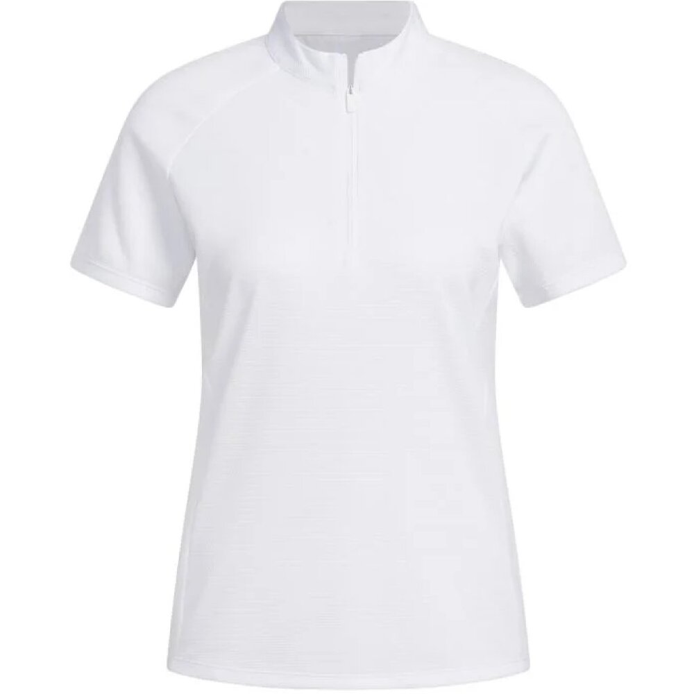 Adidas Women's Textured Short Sleeve Zip Polo – White – Size Small – NWT